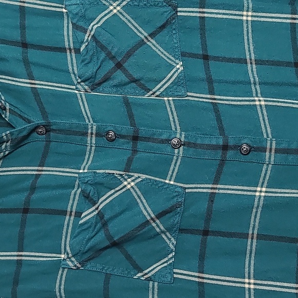 SANCTUARY Women's Plaid Teal Button Up Front Pockets Boyfriend Shirt Size Small - Picture 5 of 16